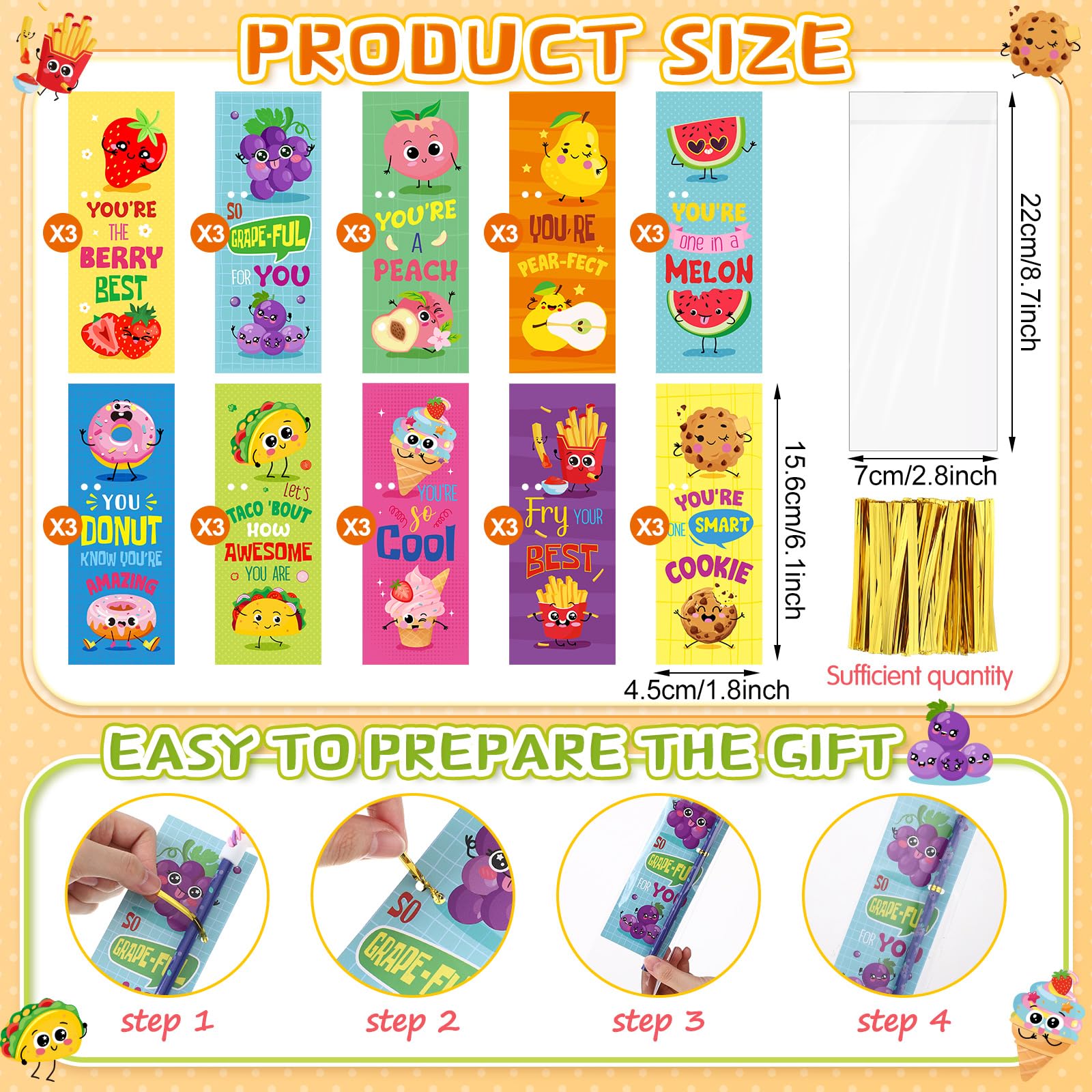 Outus Lot de 30 crayons parfumés mignons et marque-pages parfumés inspirants pour étudiants - Crayons en bois amusants sur le thème des fruits avec gommes d'animaux - Cadeaux en vrac pour l'école et