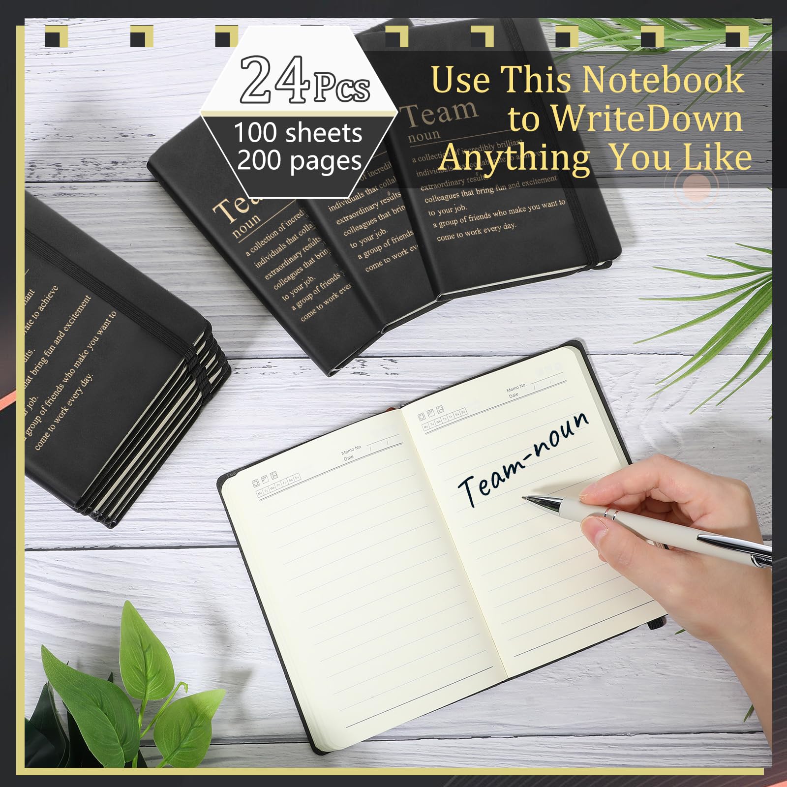 Team Appreciation Gifts Bulk Leather Inspirational Notebooks A6 Employee Journal Team Notepads Inspirational Gifts for Group Coworkers Staff Worker Nurse(Black,24 Pack)