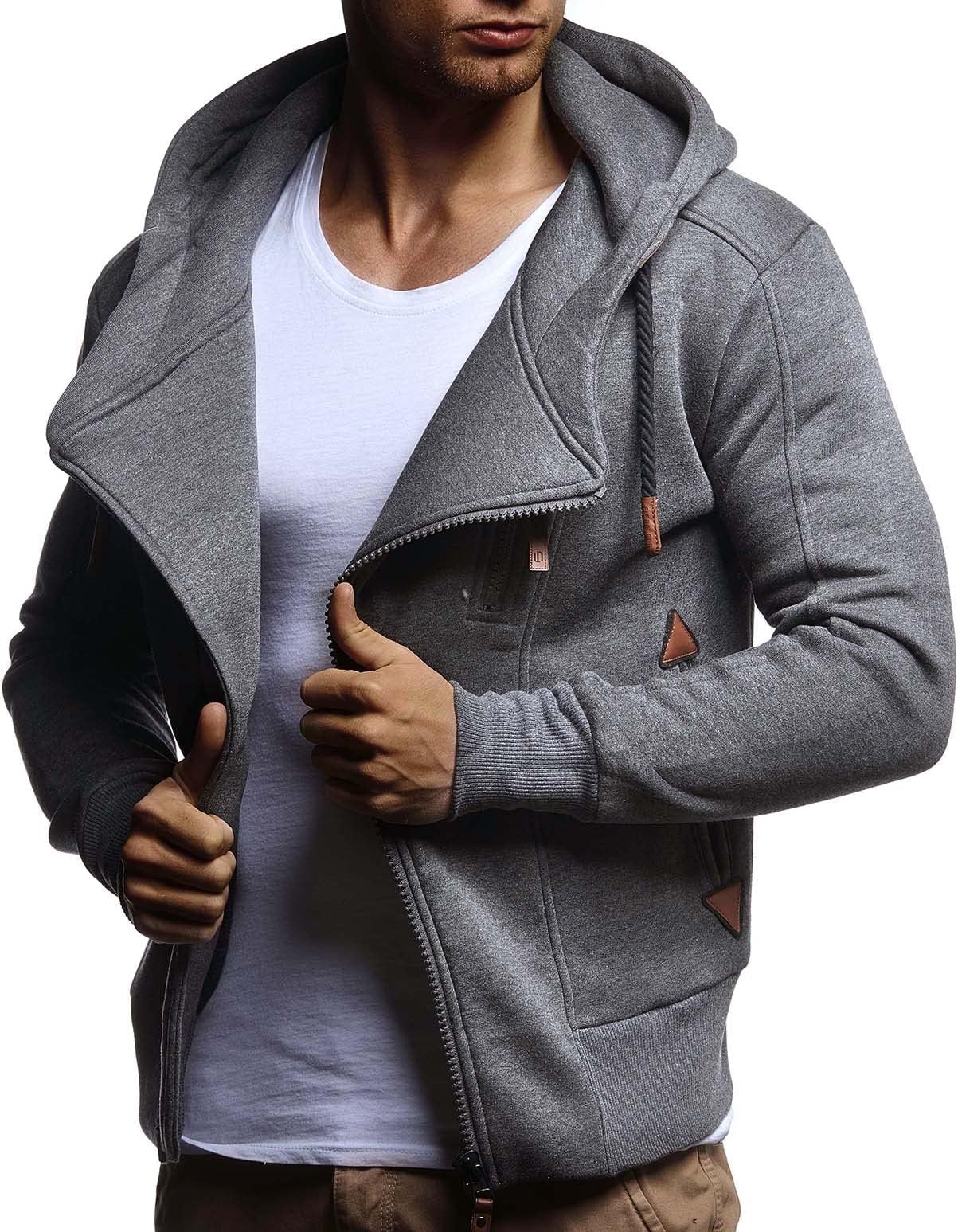 Leif NelsonMen's BodyFit Hooded Jacket | Modern Stylish Longsleeve Fullzip Pullover Sweatshirt