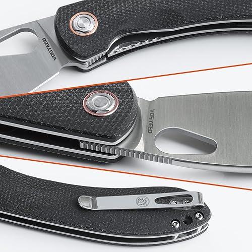Miniatura 4 de Vosteed Cuchillo EDC cuchillo de bolsillo plegable ligero de 326 pulgadas con clip para hombres y mujeres cuchillo de corte Shilin moderno con hoja