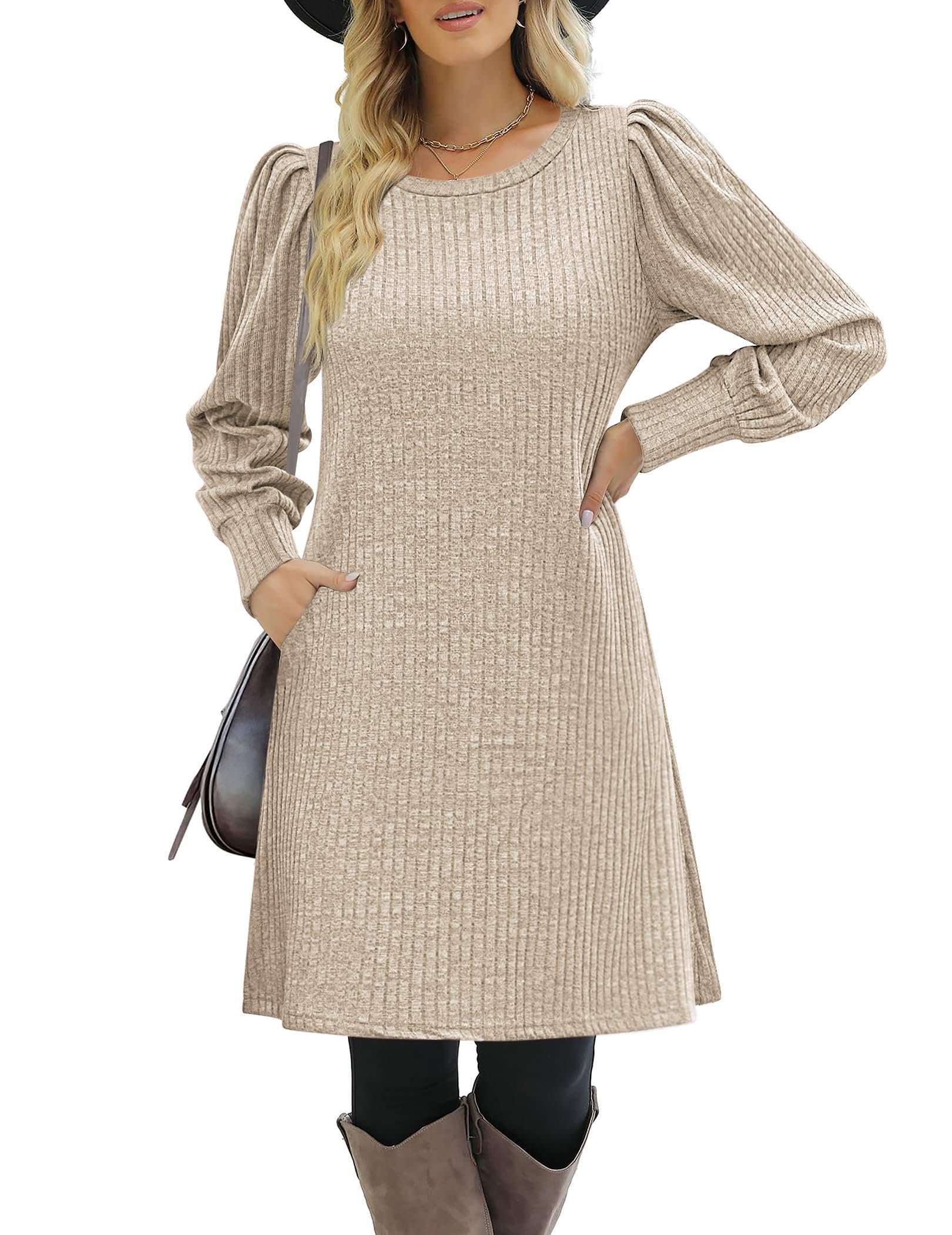 Zeagoo Robe d'automne et d'hiver en tricot pour femme