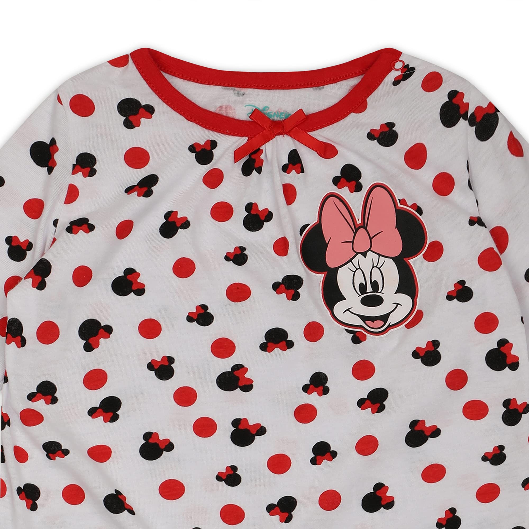 Disney Minnie Mouse zestaw 2 kombinezonów z długim rękawem, kombinezon dla noworodka i niemowląt, czerwono-biały
