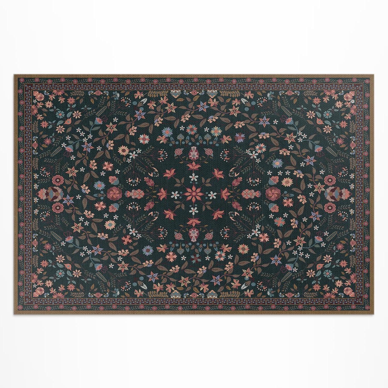 Tapis de balcon résistant décoloration grand tapis terrasse floral
