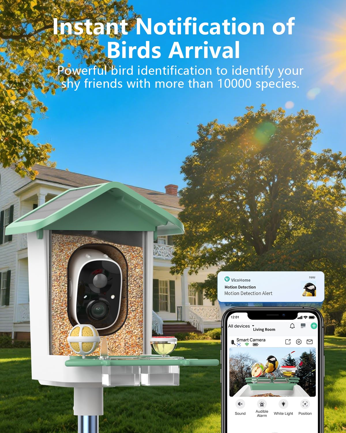 Comedero para pájaros con cámara, cámara inteligente 2K para pájaros con energía solar, identificación de especies de pájaros, notificaciones instantáneas, regalo ideal para familiares y amantes de