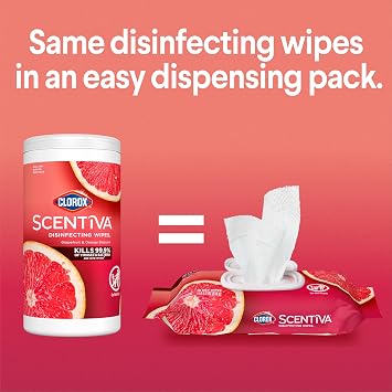 Clorox Scentiva Disinfecting Wipes, Grapefruit and Orange, 75 Ct., 3 Pack