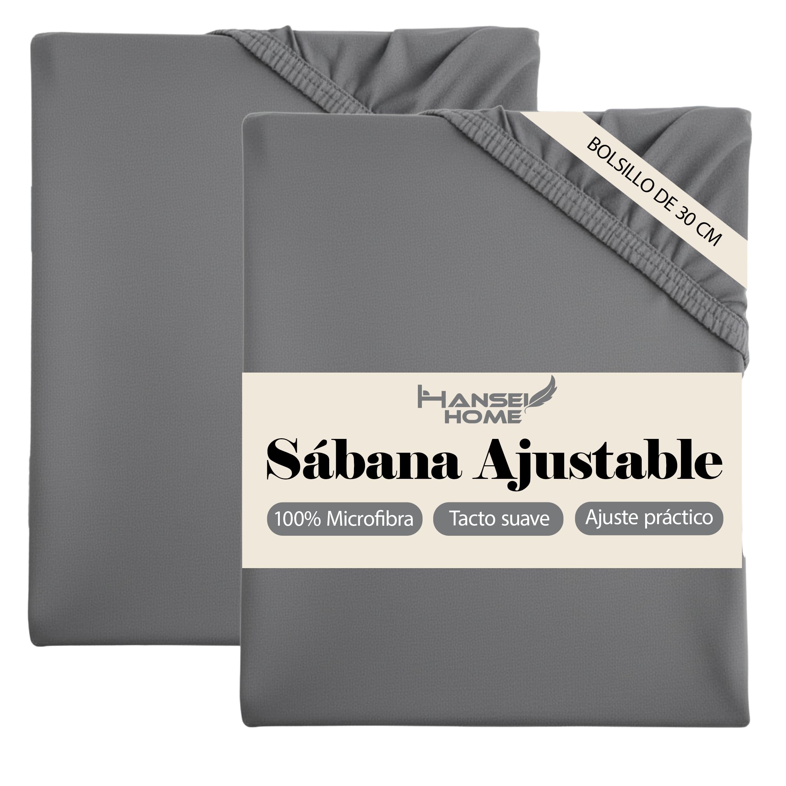 H HANSEL HOME Sábana Bajera Ajustable, Microfibra Transpirable y Suave, Altura 30 cm, Elástico 360° - Sábana Bajera 180x190/200cm – Blanco — view 16
