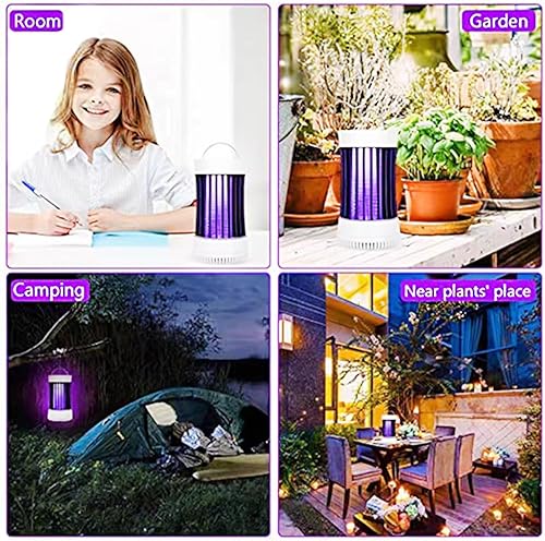 Miniatura 7 de Bug Zapper InteriorExterior, Atracción UV+Trampa de Insectos Inhalación de Viento, Lámpara Atractiva de Plagas Portátil Recargable Ecológica para