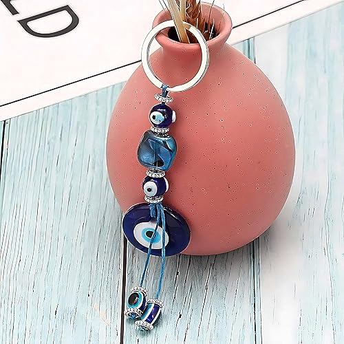 Miniatura 3 de Llavero de piedra mística contra el mal de ojo, amuletos de buena suerte, adorno de ojo malvado para llavero de coche