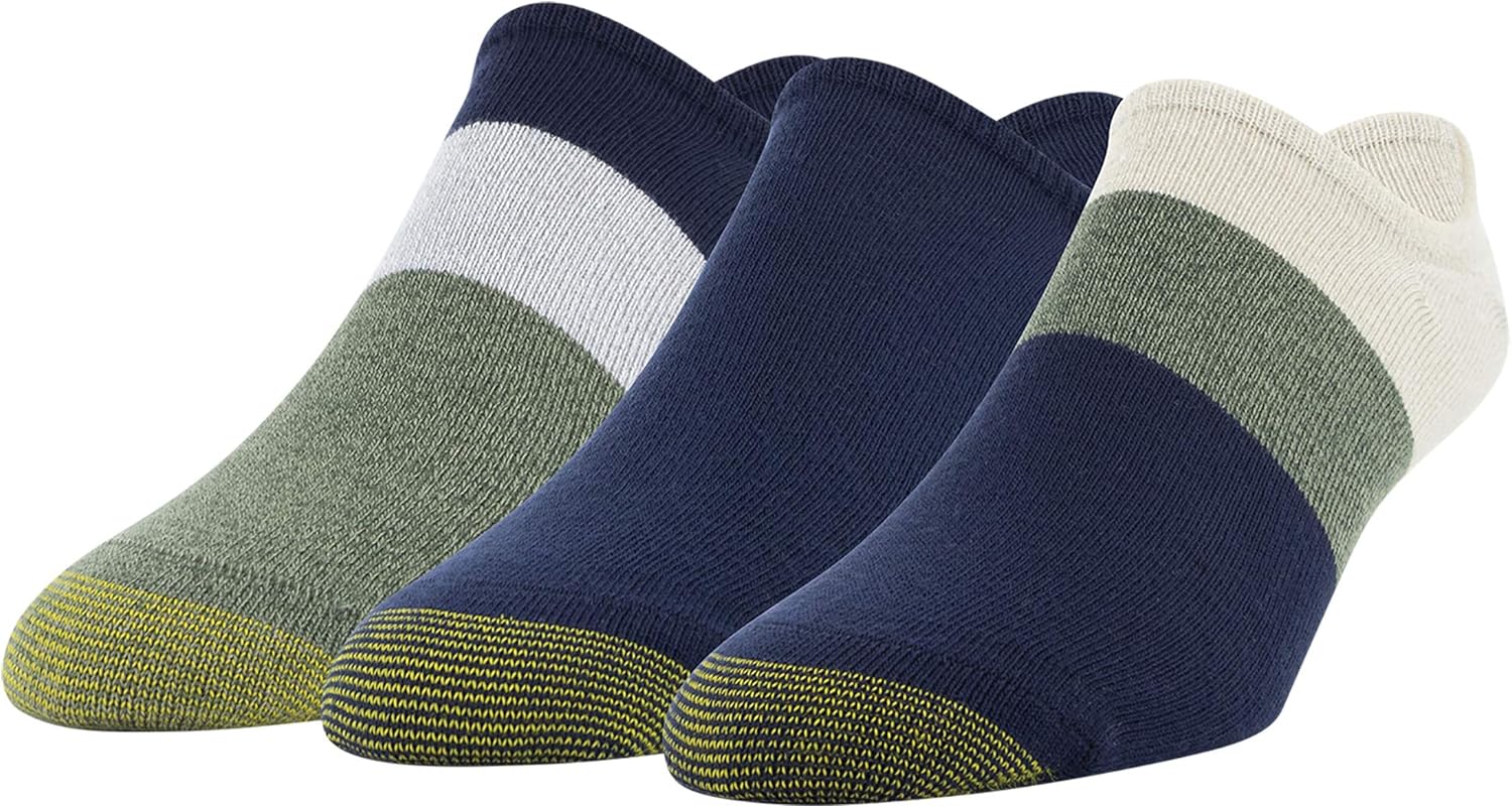 GOLDTOE Men's Invisible Socks, Khaki/Blue Night, Large Clothing, Shoes & Jewelry