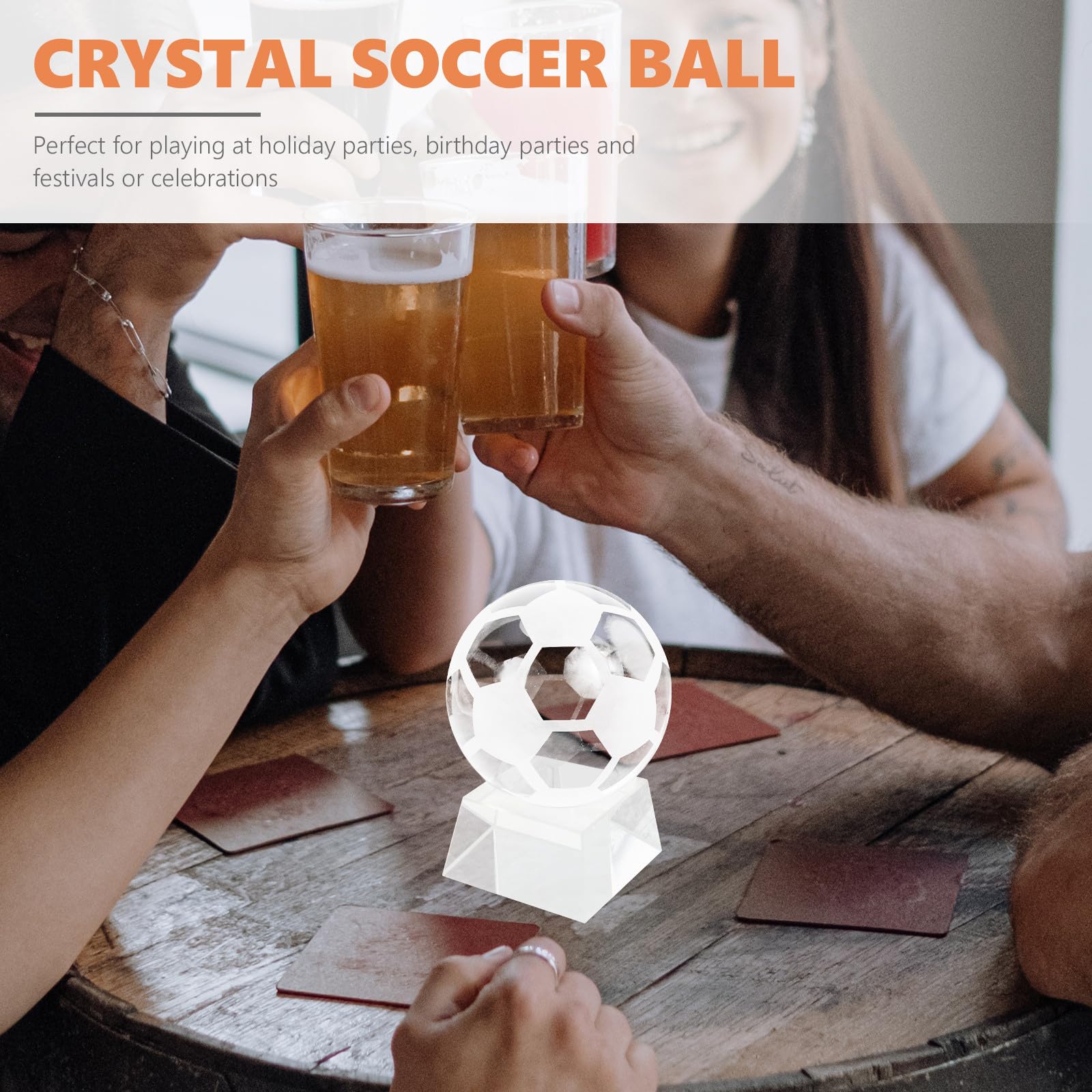 Abaodam Transparenter Kristall Fußball mit Ständer als Deko