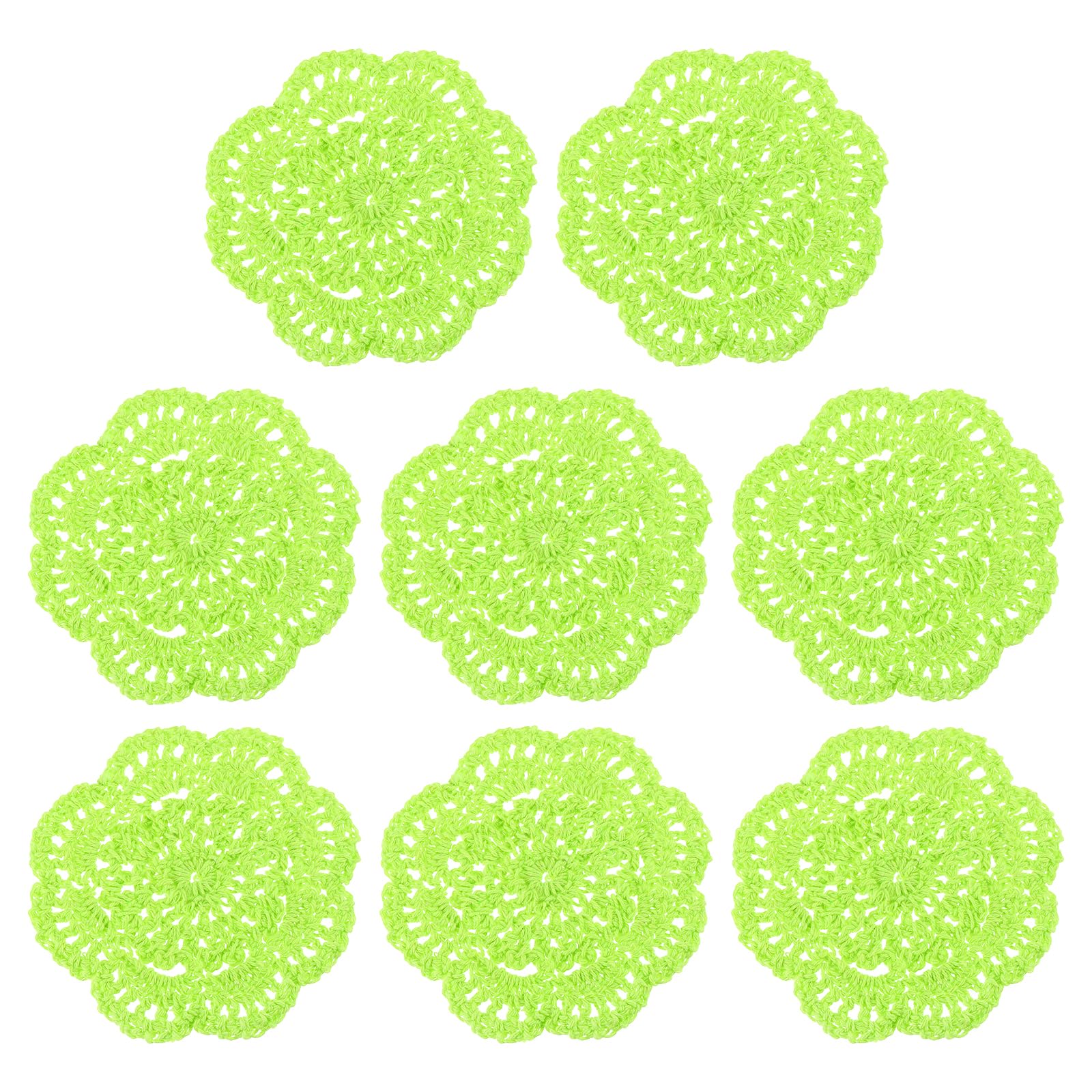Napperons en crochet 10,2 cm dessous de verre ronds dentelle florale vert fluo lot de 8