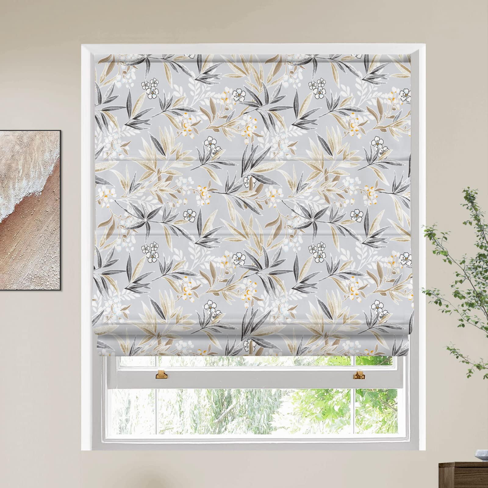 LETAU Blackout Roman Shades Blinds, Custom Made Flowers Lined Window Shades Blinds for Windows, Doors, French Doors, Kitchen Windows, Color 10