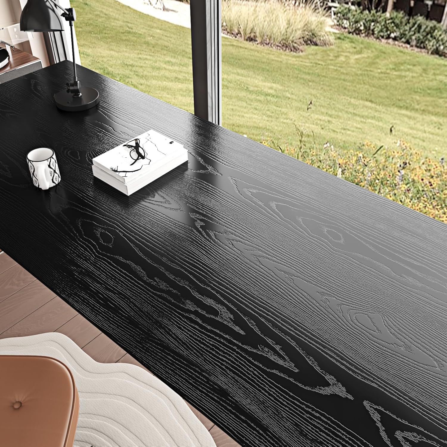 Black Wood Contact Paper Black Wood Wallpaper Textured Peel and Stick Wallpaper Dark Wooden Contact Paper for Countertops Cabinets Wallpaper for Bedroom Living Room Removable 15.7×78.7''