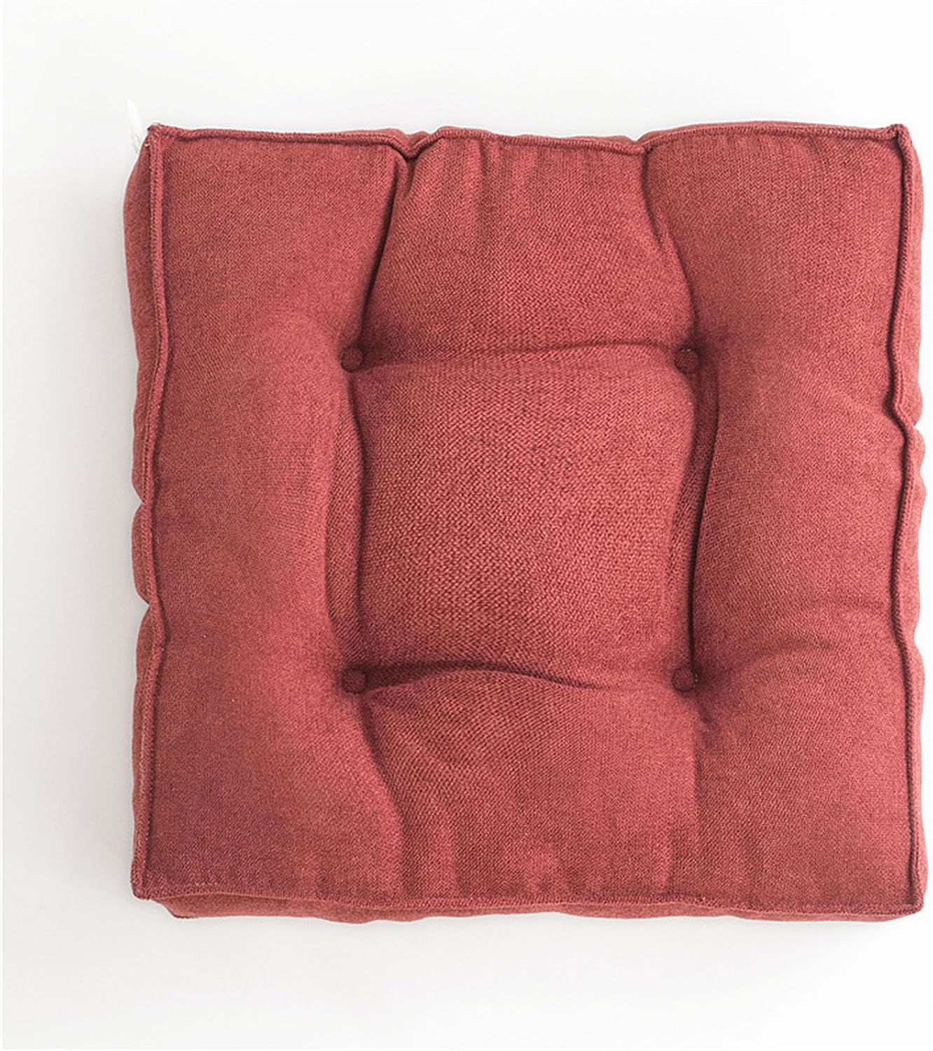 Square Chair Cushions,Thick Plain Seat Cushions Super Soft Tufted Corduroy Indoor Outdoor Floor Pillows for Tatami Meditation Pillows for Fireplace Yoga Living Room (Red,20"x20"x4")