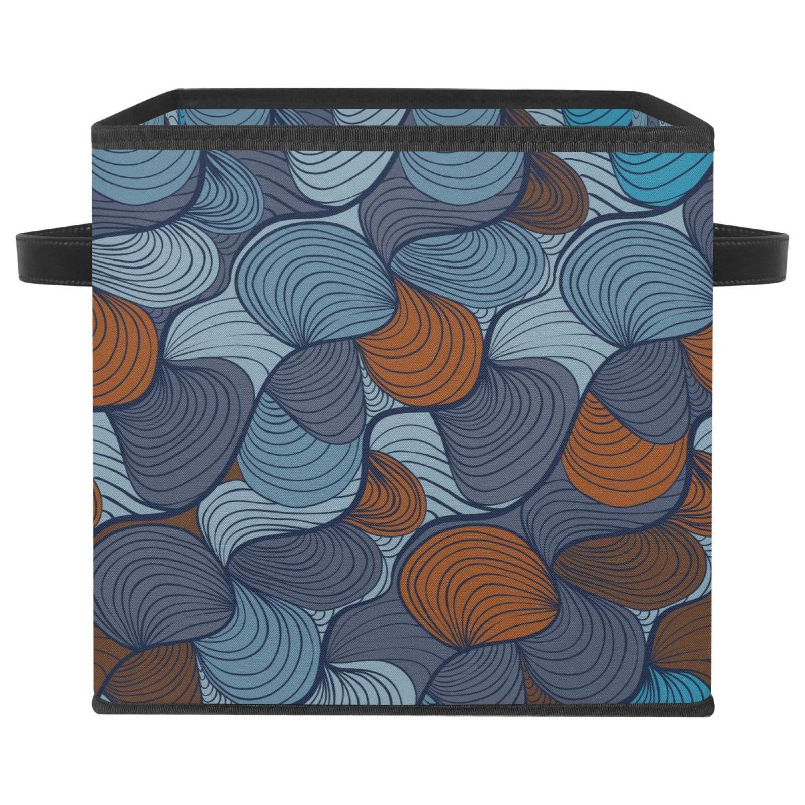 Boîte de rangement pliable en tissu cube à motif vagues pour placard