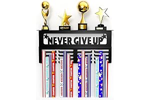 Medal Display Hanger with Trophy Shelf - Metal Awards Rack for Walls...