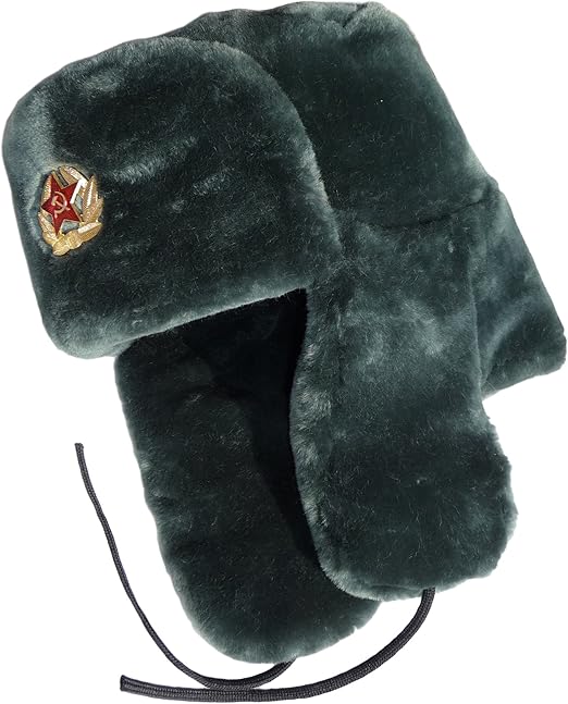Ushanka SheepskinLike Faux Fur Russian Winter Hat, with Army Soldier Amazon.co.uk Fashion