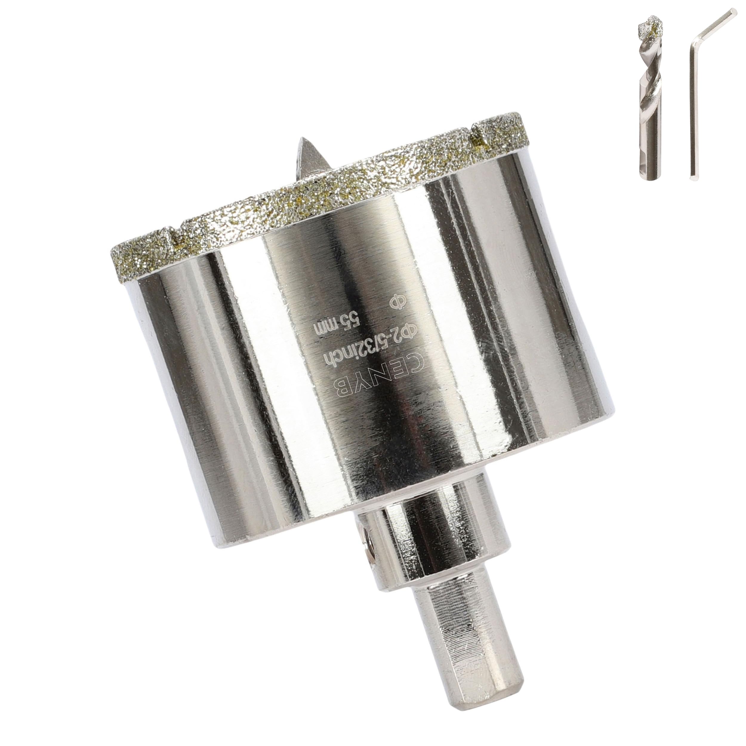 2-5/32 Inch 55mm Tile Hole Cutter Drill Bit Diamond Metal Hole Saw with Center Pilot Drill – Diamond-Coated for Marble, Granite, Ceramics, Porcelain Tiles, Glass — image 1