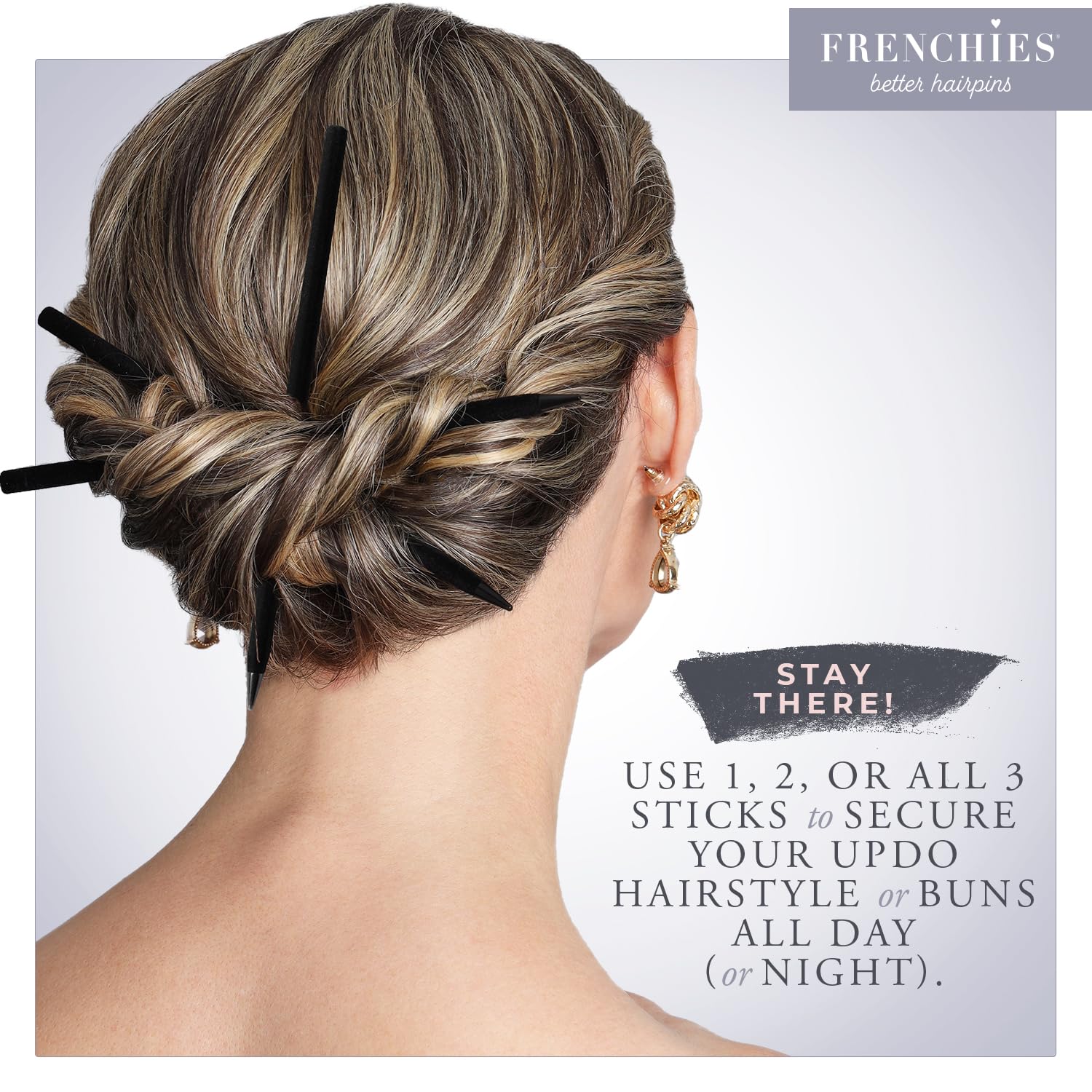 Chinese Hair Sticks Flocked Soft Hair Jewelry for Updos Weddings Girls Amazon.com : Frenchies French Twist Chinese Hair Sticks  main image 2