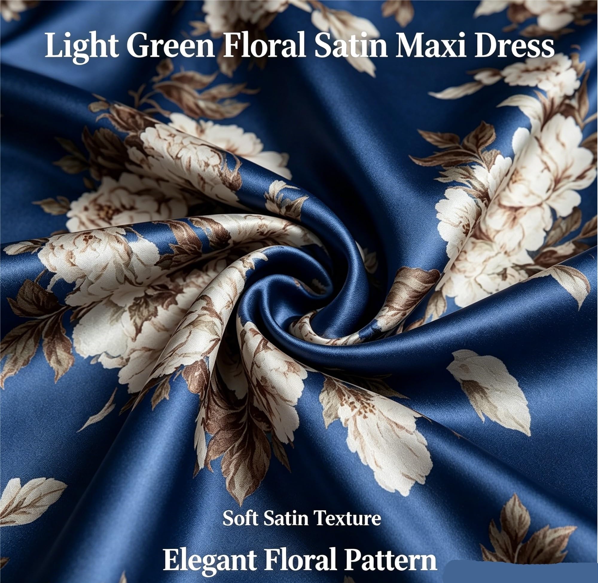 Abito Lungo Maxi Donna Floreale Raso e Chiffon, V con Volanti Vita arricciata per ospite Matrimonio Cocktail e Serata