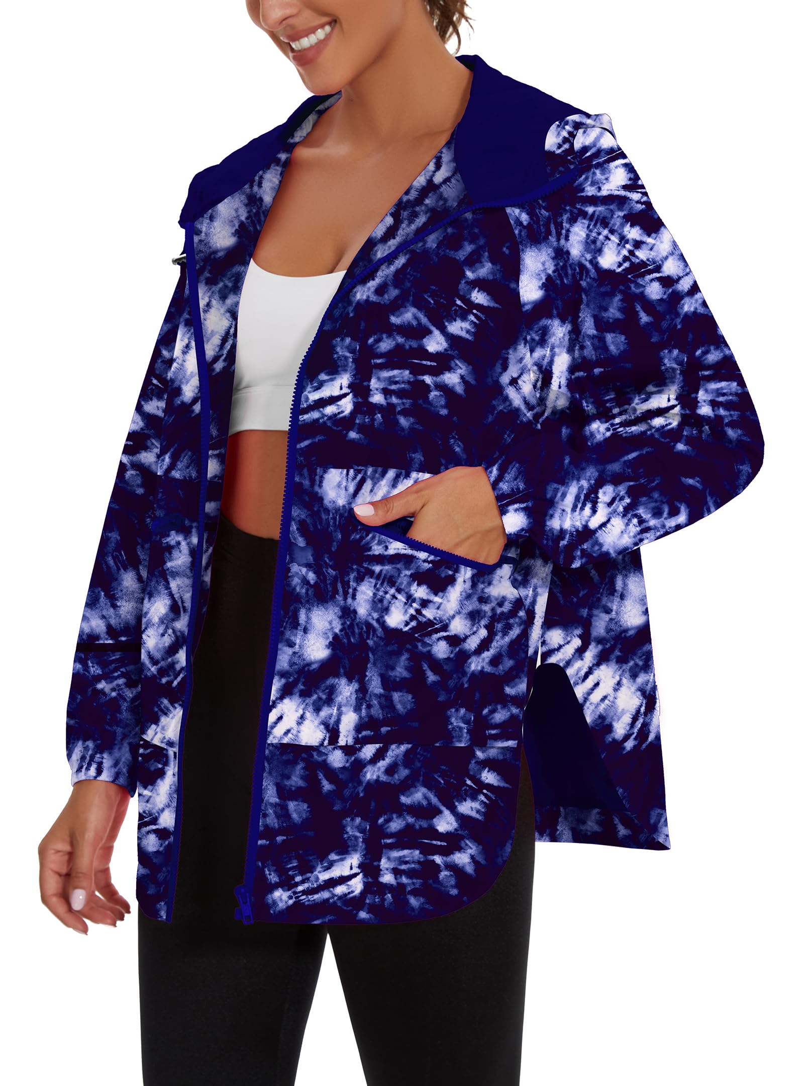 MAKARTHY Rain Jacket Women Waterproof Lightweight Jacket With Hood Packable Raincoat with Pockets S-XXXL