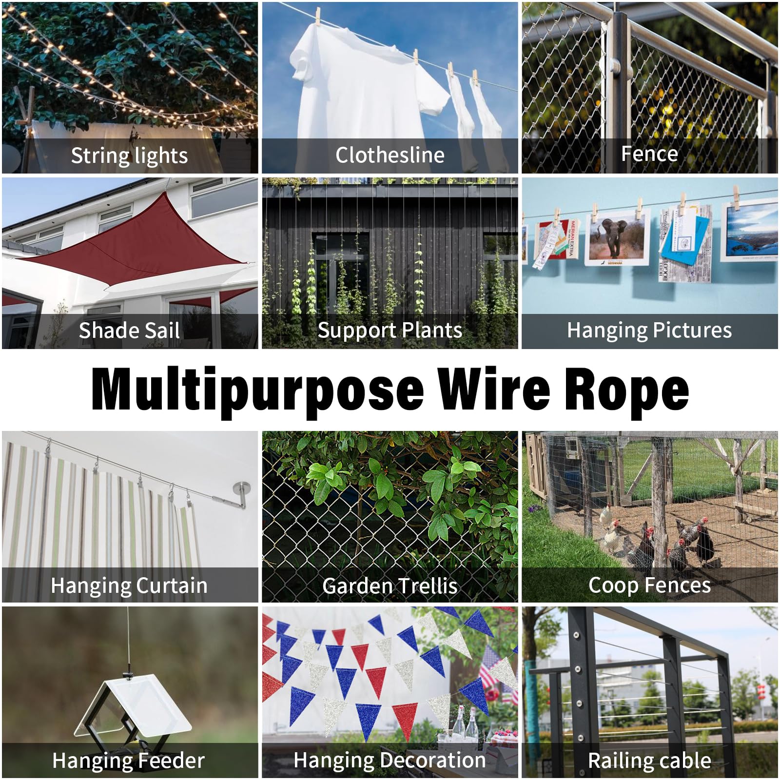 Stainless Steel Cable Kit - 100ft 1/8" Rope -8