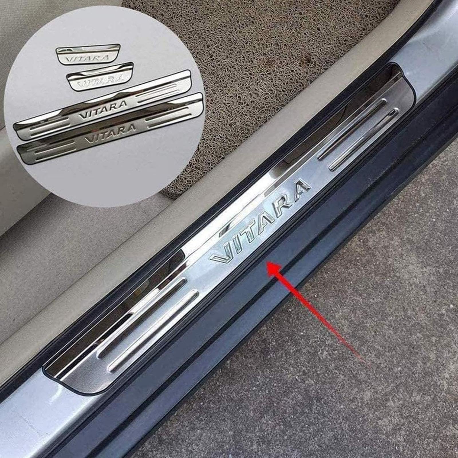 4 Stuks Auto Exterieur Instaplijsten Protector Accessoires Voor Suzuki Vitara 2015-2020 2021 2022 2023, antislip Krasbescherming Autodecoratieaccessoire(Silver