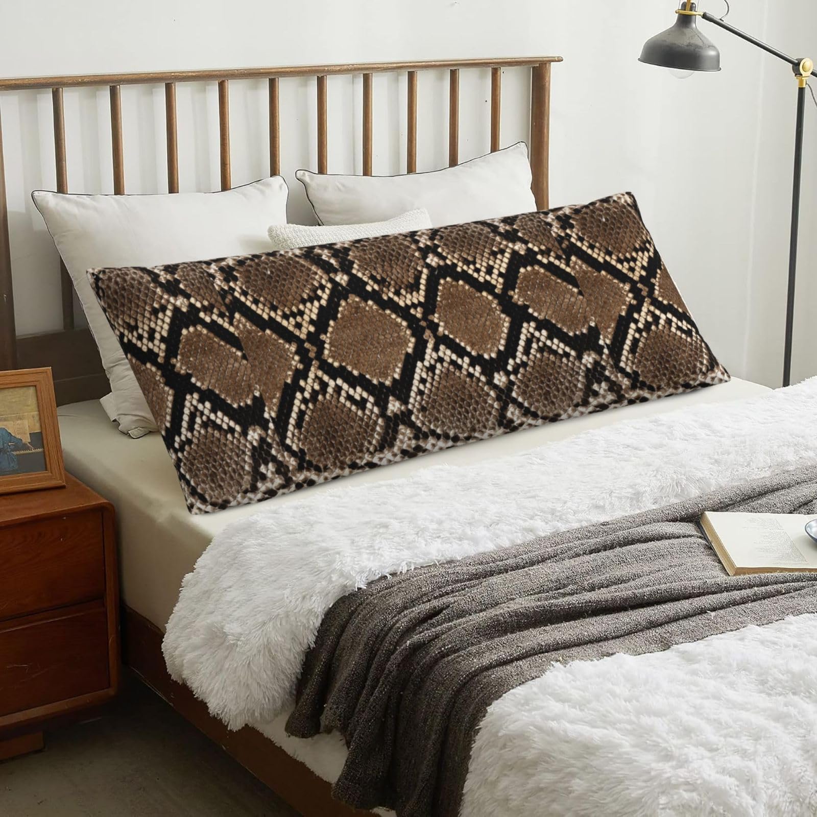Snakeskin Print, Body Pillow Cover with Zipper,Long Body Pillowcase 20 x 60 in