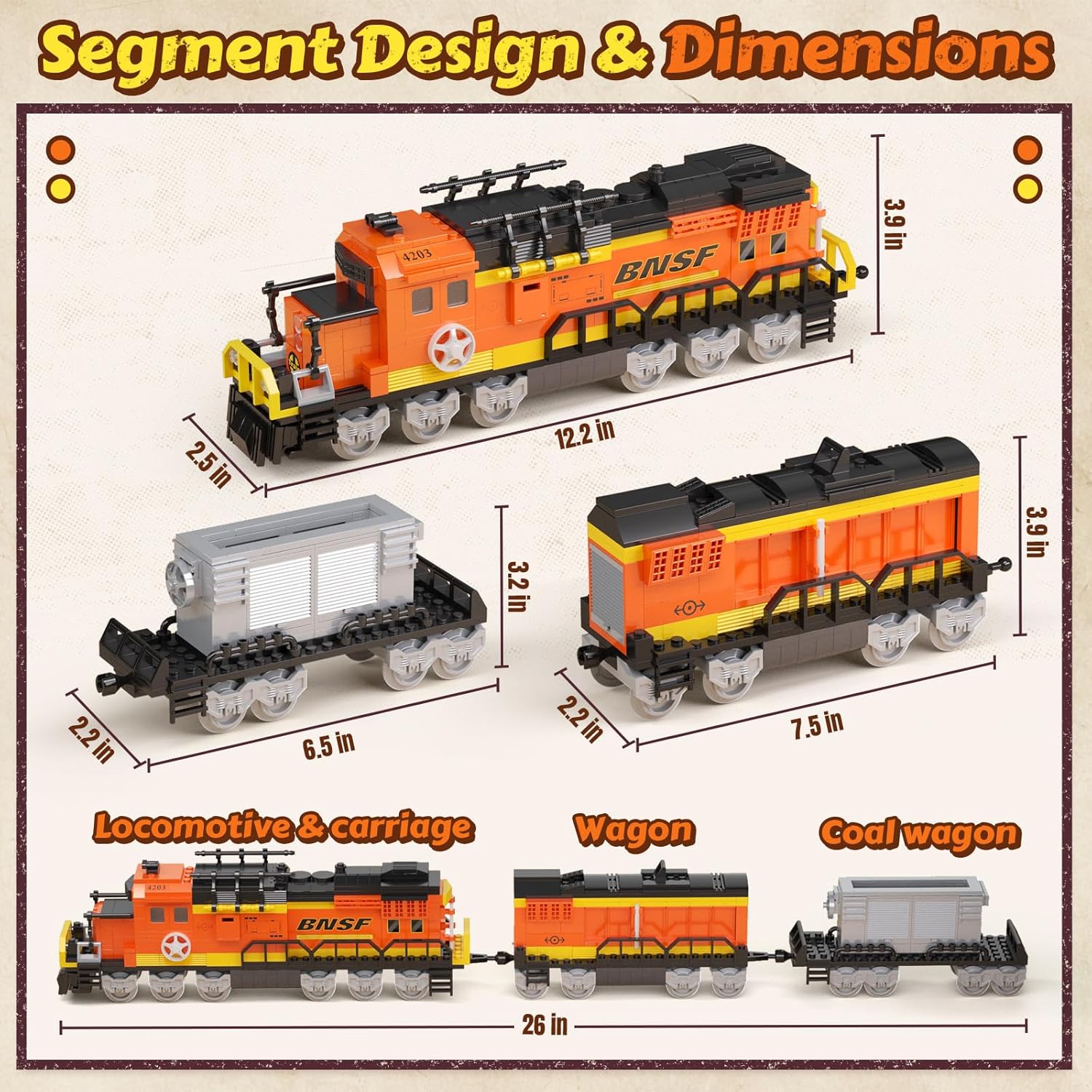 City Train Building Set, Stem Trains Building Toy for Boys Girls Ages 6-14, BNSF Freight Trains Model for Kids and Adult, Stem Locomotive Train Building Blocks, Christmas Birthday Gifts 635 PCS