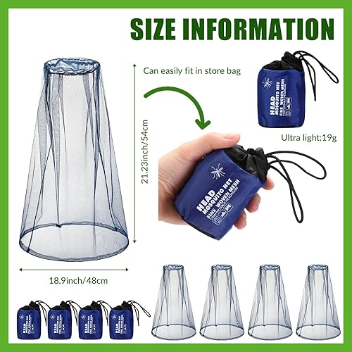 Miniatura 41 de HESTYA 4 Pack Mosquito Bug Net Mesh for Head Mosquito Net Face Fly Netting Hood from Insect Bugs Gnats for Outdoor