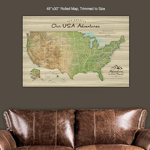 Miniatura 8 de Holy Cow Canvas US Travel Map with Pins on Canvas, National Parks Map, Push Pin Map United States, US Map with Pins to Mark Travels, Best Gifts for