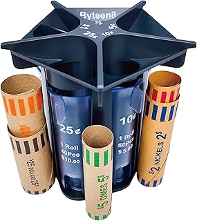 Byteen8 Coin Counter Coin Sorter Tube|Creative 5-in-1 Change Sorter Coin Organizer|Change Counter Machine Coin Roller|Coin...