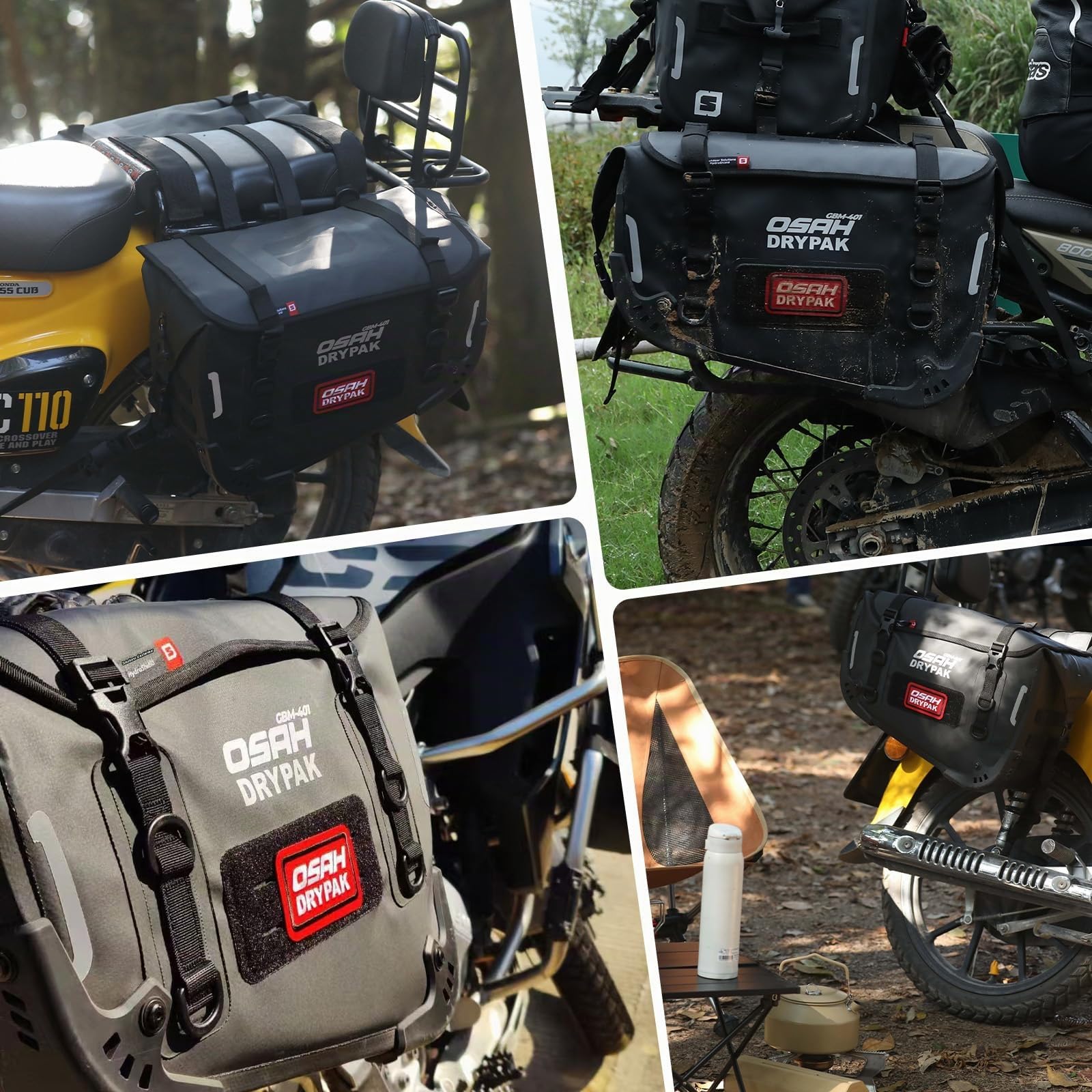 Sacs de Moto imperméables – Sacs de Selle durables 40L pour Camping, pêche, Voyage, Tout-Terrain – Paniers Anti-Vibrations Grande capacité – Compatibles avec Motos d'aventure – 1 Paire