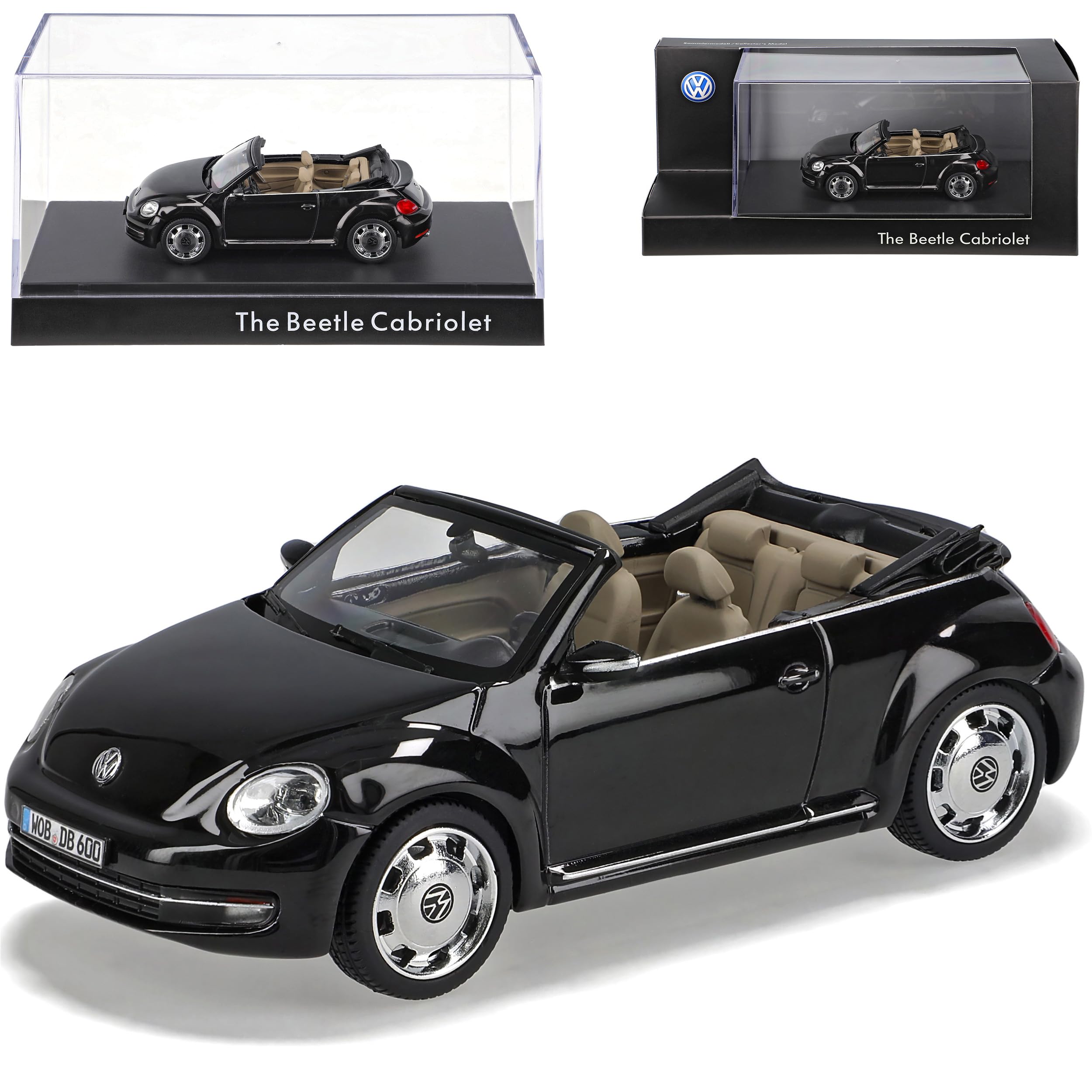 Schuco Volkwagen New Beetle II 2 Schwarz Cabrio Ab 2012 9C 1/43 Modell Auto mit individiuellem Wunschkennzeichen