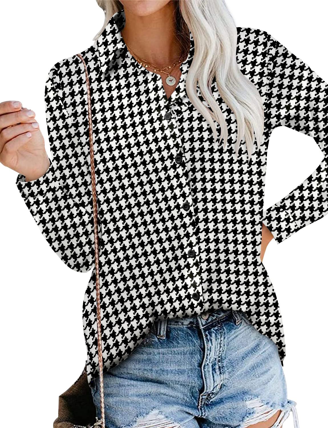 Women's Shirts Fashion Long Sleeve Tops Button Down Blouses