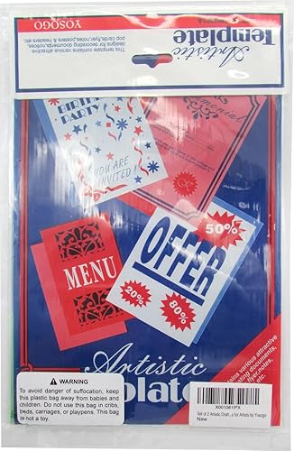 Miniatura 8 de Juego de 2 plantillas de plástico para plantillas, regla de dibujo con varios diseños recortados para proyectos de arte y manualidades, dibujo