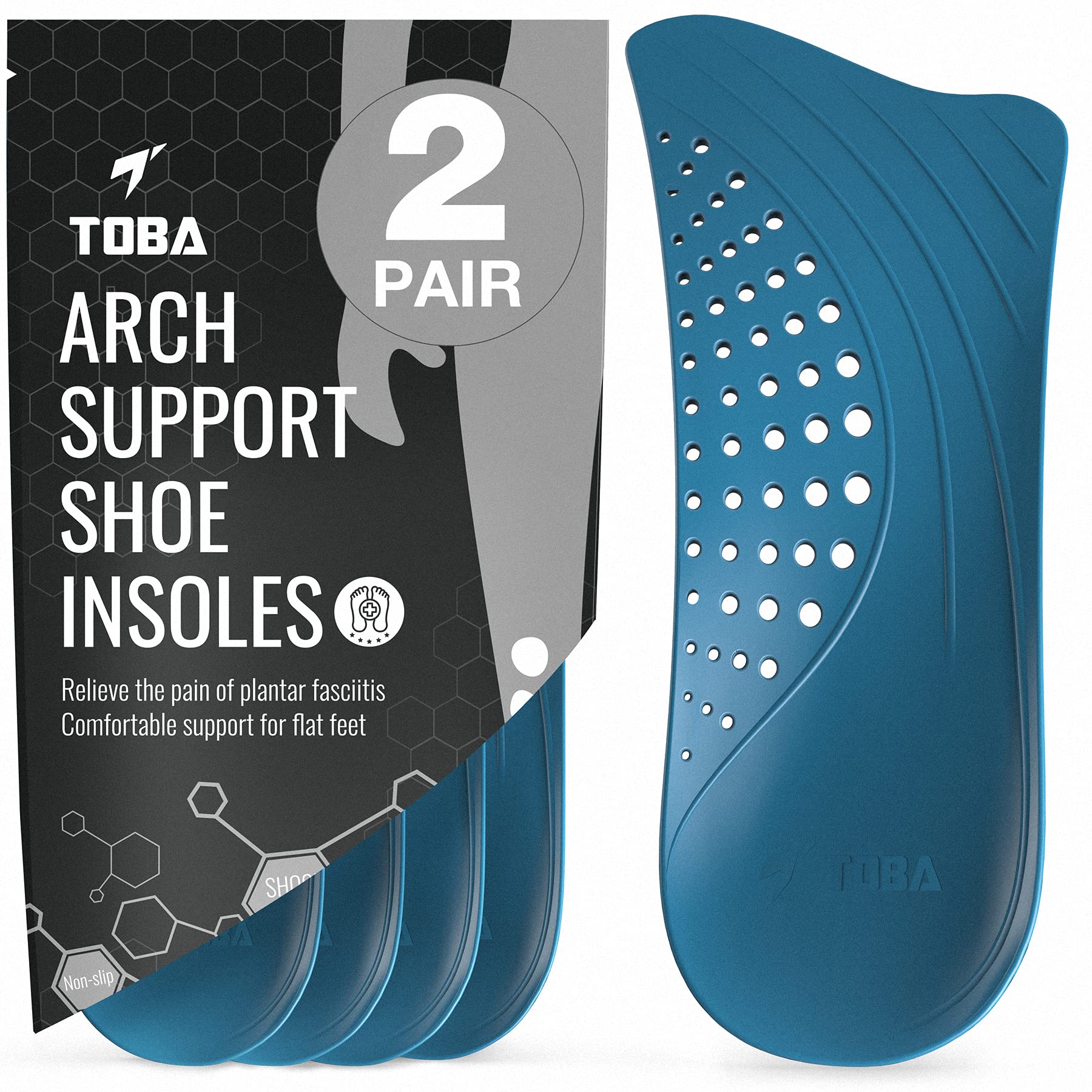 Buy TOBA 2Pair Plantar Fasciitis Insoles, Shoe Inserts Men and Women