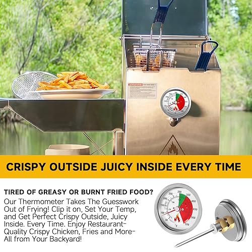 Miniatura 7 de 5070 - Termómetro de repuesto para freidora Bayou Classic, diseño de acero inoxidable, esfera de vidrio templado con rango de 50 a 550F, apto para