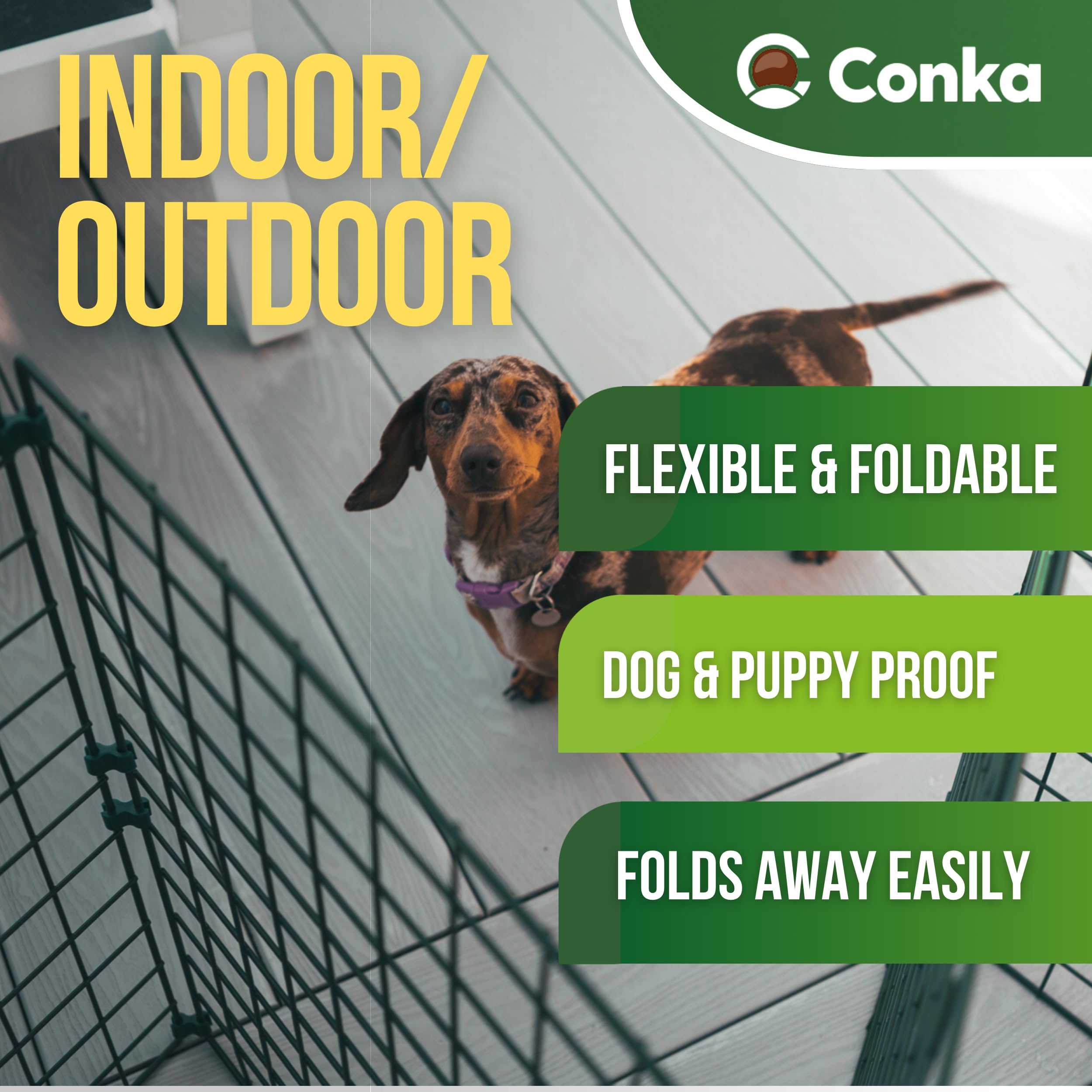 Freestanding Indoor Dog Barrier/Fence - Room/Hallway Divider, Folding Puppy Gate, Folding Portable Fence for Indoors, Puppy Gate, Adjustable Secure Fence (6 Panels, 60cm High) — view 3