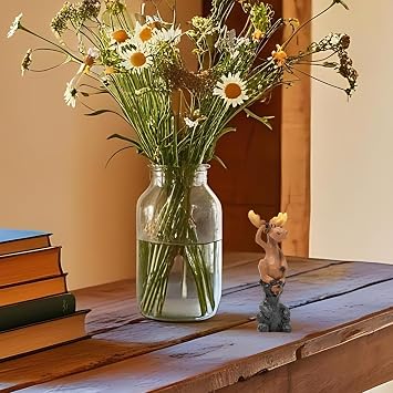 Bear and Moose Stacked Whimsical Figurine Rustic Forest Animal Decor for Cabin Lodge Home Office Resin Wildlife Sculpture for Shelf, Table, or Mantel Unique Gift for Animal and Nature Lovers