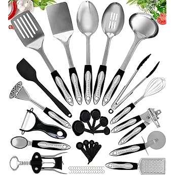 Kitchen Utensils Set Cooking Set Non-Stick Heat Resistant Kitchen Utensil Set Spatula Cooking Spoon Set Kitchen Gadgets 41-Piece Stainless Steel Set