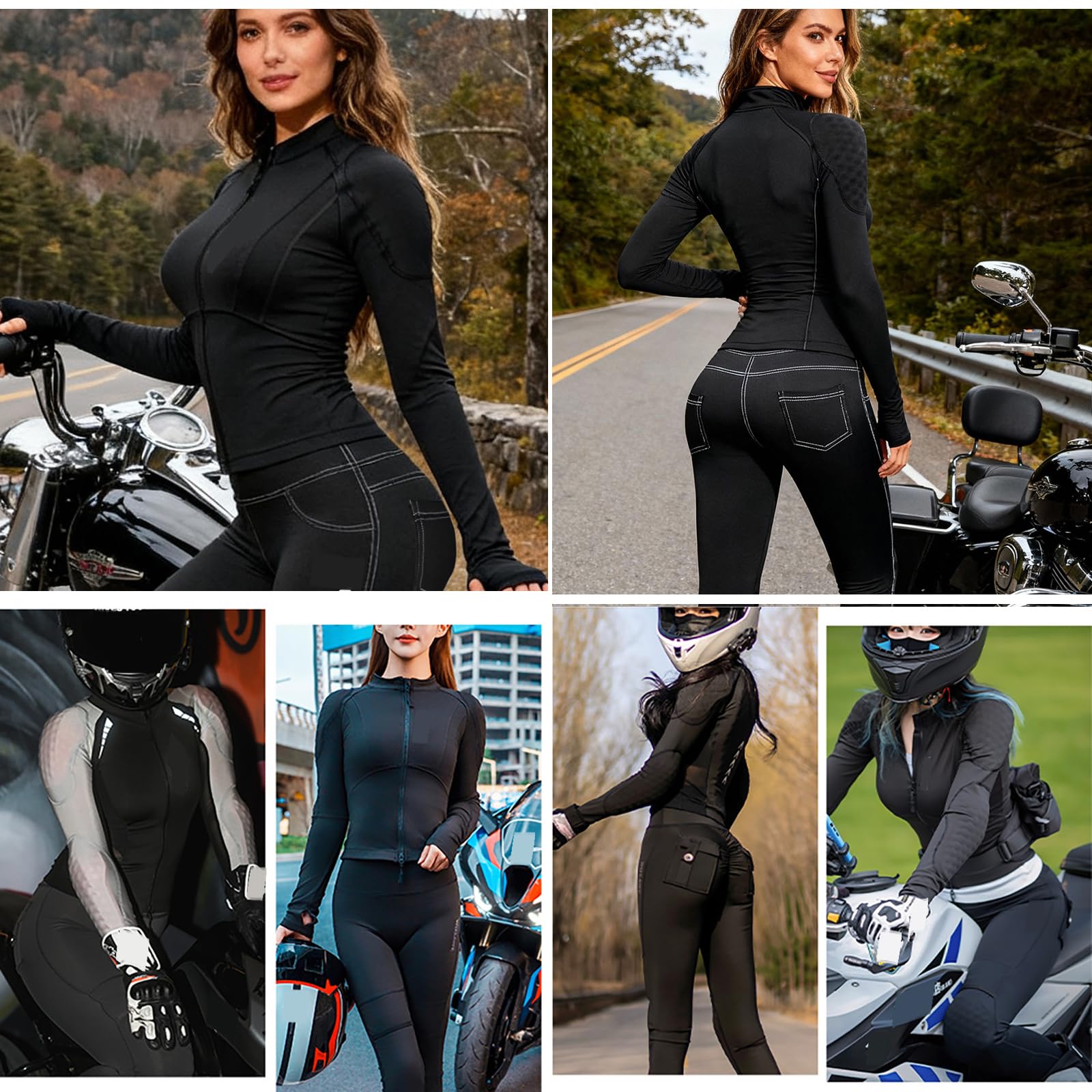 Conjunto De Armadura Motociclistas Mujer, Traje De Moto Ajustado Y Transpirable Con Almohadillas Protectoras Extraíbles Certificación CE, Paneles Reflectantes Para Conducción Urbana