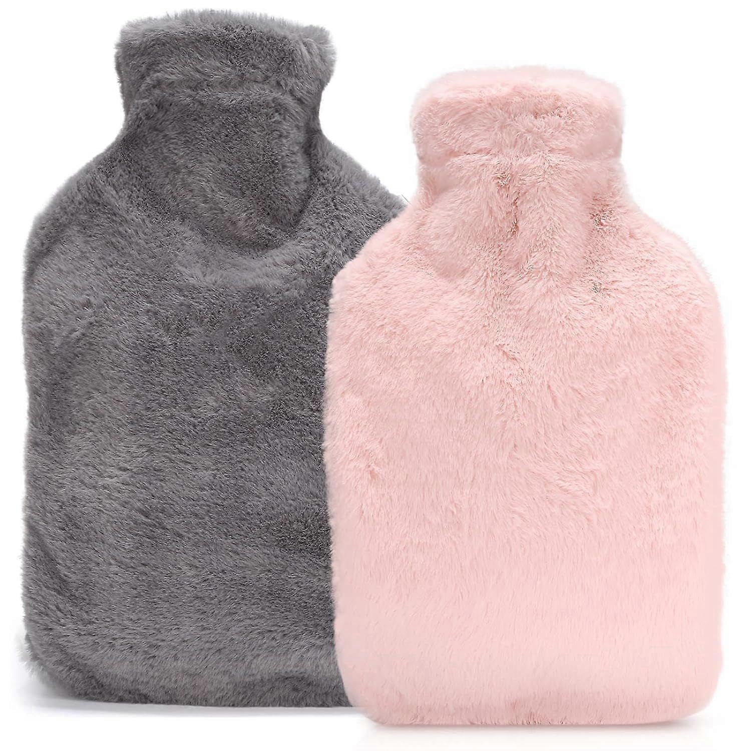 JOYHAPPST Hot water bottle with cover, 2L hot water bottle with removable and soft plush