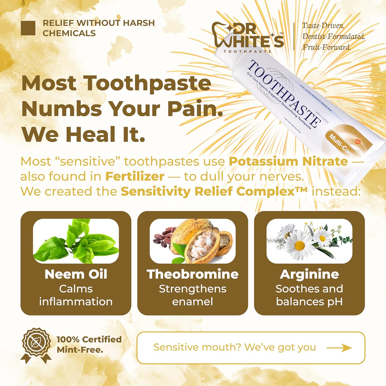 Dr. White’s Signature Flavor Trio – Bright Smile | Fluoride-Free Toothpaste with Nano-Hydroxyapatite, Sensitivity Relief, Mint-Free (3-Pack)