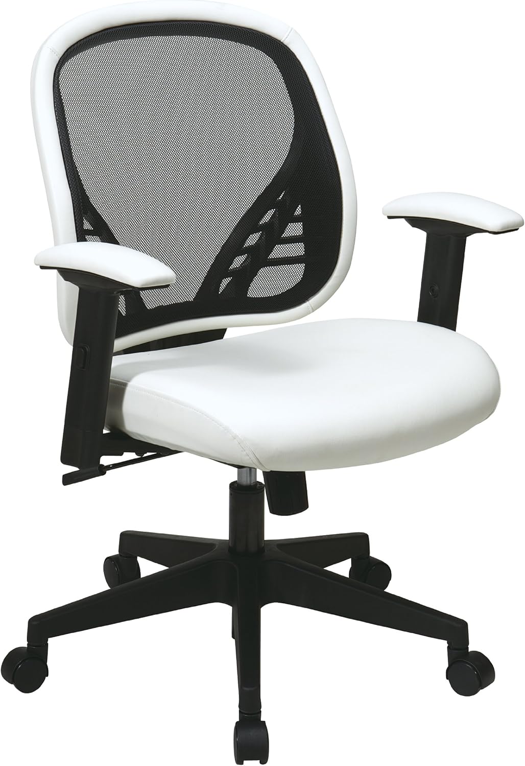 SPACE Seating DuraGrid Back and Padded White Vinyl Seat