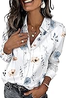 Vista 40 de Zeagoo Camisas con botones para mujer elegantes con estampado floral de manga larga blusa casual de negocios tops de trabajo