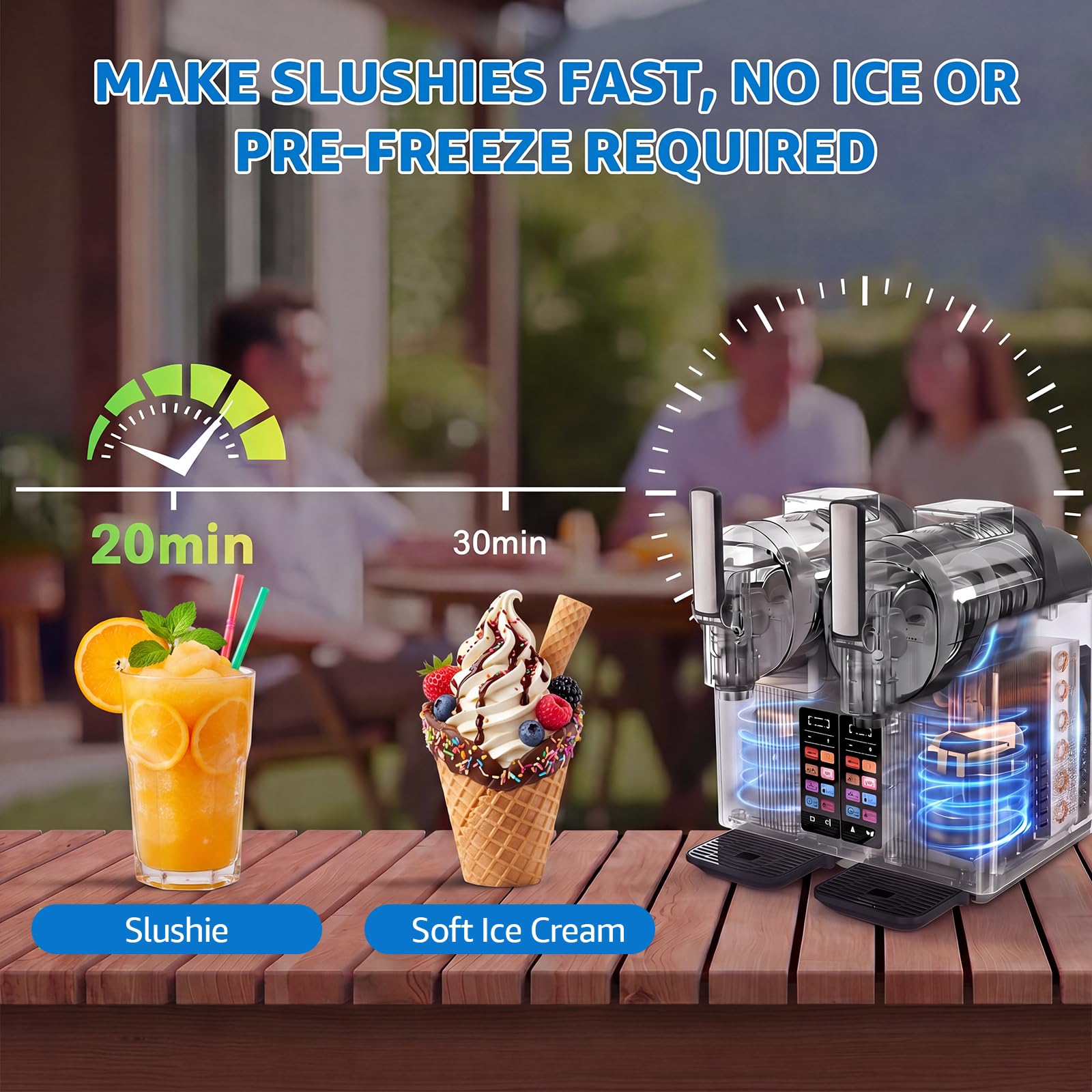 Macchina per Granita Slushie Machine 2 x 2L, Granitore per Granite Professionale Macchina per Granite da Casa Sorbettiera Macchina per Bevande Ghiacciate con 7 Programmi, per Gelato, Frappè, Milkshake