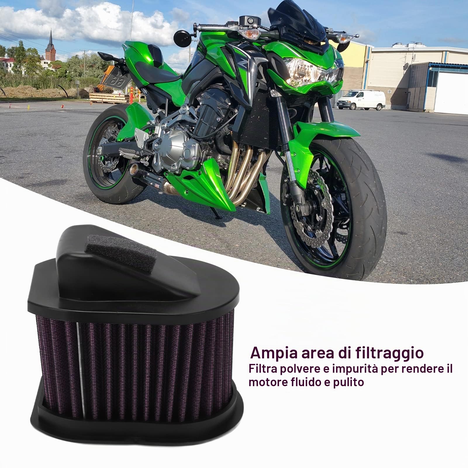 Filtro Aria Moto Ad Alto Flusso Lavabile Riutilizzabile Sostituzione Antiusura per Filtro Aria Z800 Z750 Z1000