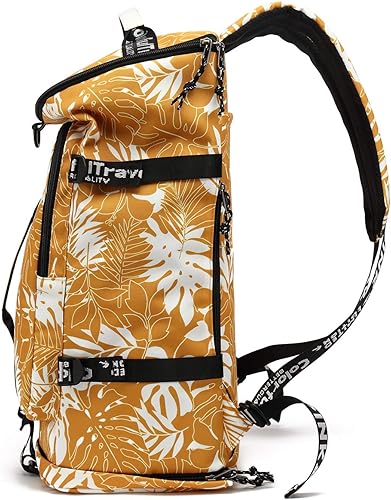 Miniatura 7 de Kalesi Bolsa de lona para gimnasio, 4 vías, impermeable, con compartimento para zapatos, para viajes, deporte, senderismo, laptop (amarillo mostaza)