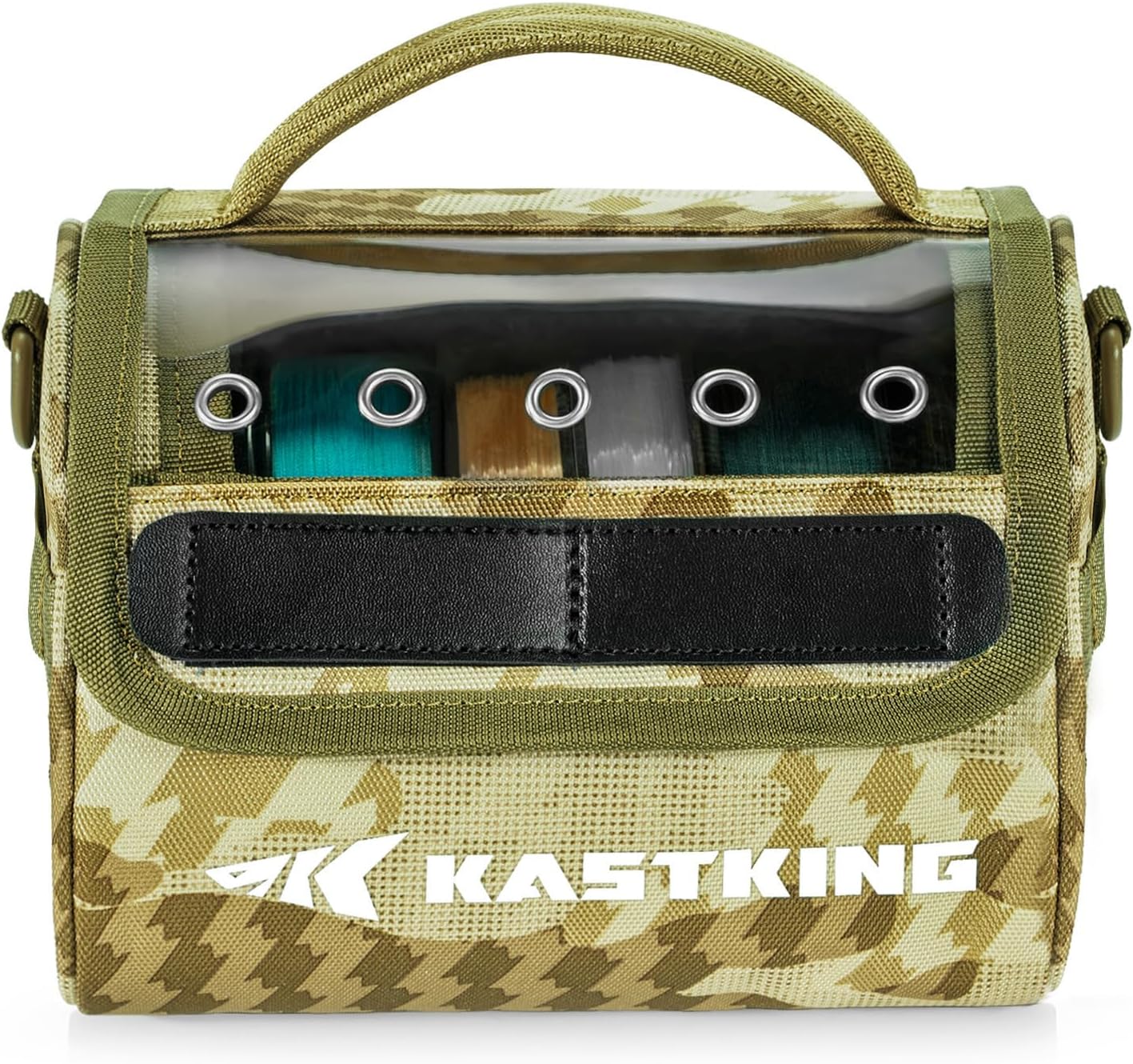 KastKing BaitSpace Line Management Bag, Fishing Line Storage Bag with Water Resistant Nylon, Clear View Window, Removable Divider, Tangle-free Leader Line Holder